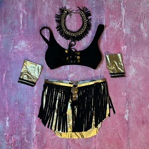 Metallic rave / festival skirt & top outfit set